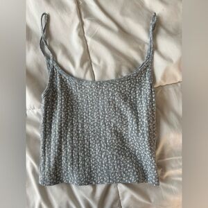 BRAND NEW John Galt White and Blue Floral Cropped Tank from Pacsun